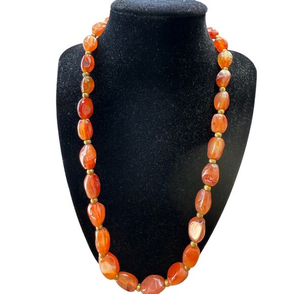 Genuine Vintage Carnelian Agate Necklace - Picture 1 of 2